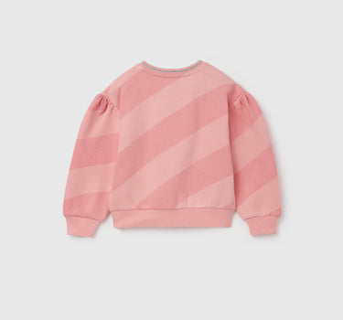 Regular Fit Round Neck Diagonal Stripe With Heart Sweatshirt