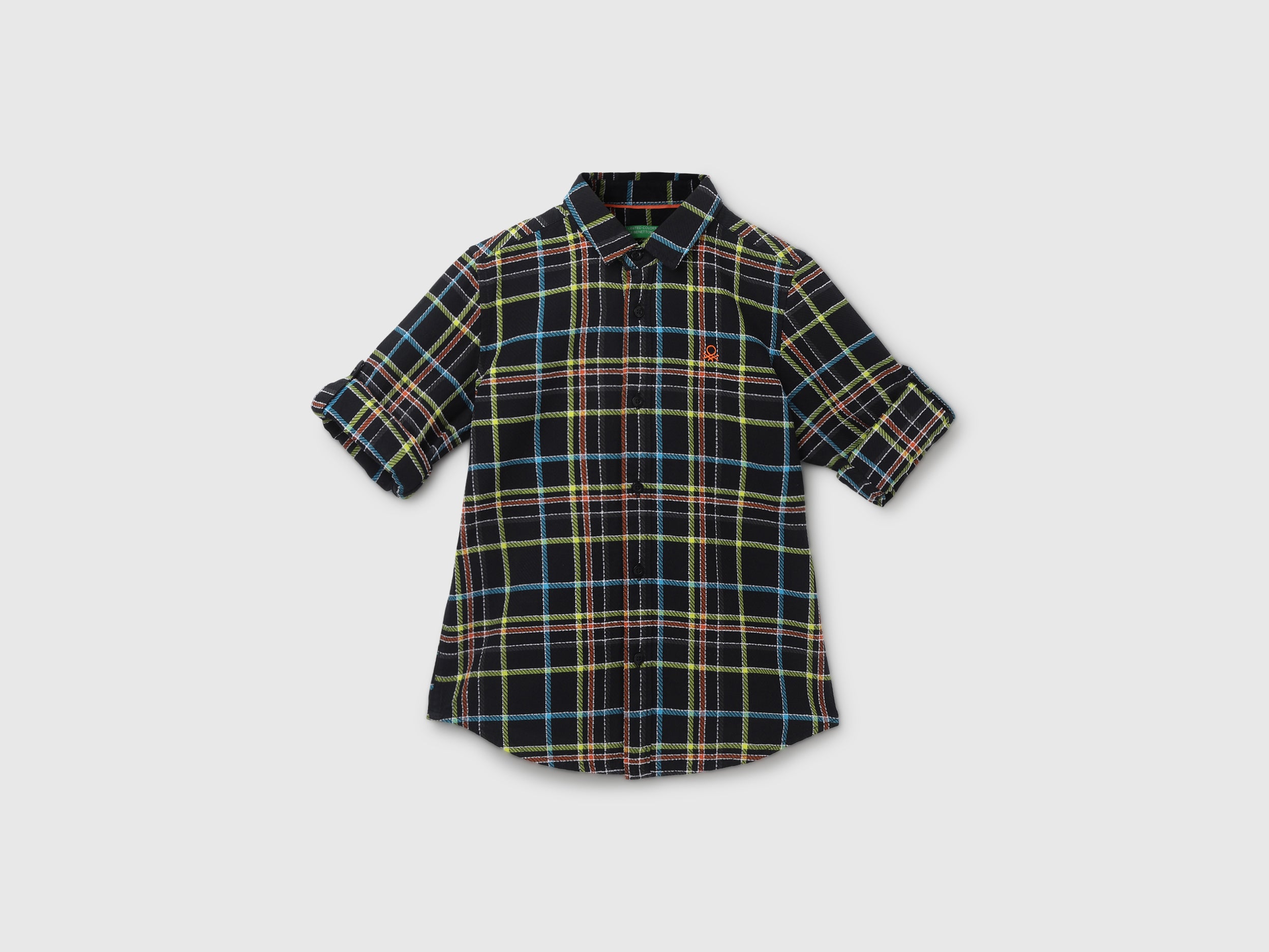 Boy's Regular Fit Spread Collar Checked Shirt