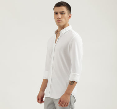 Slim Fit Spread Collar Solid Shirts