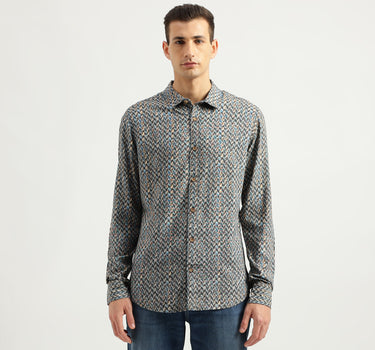 Men's Slim Fit Spread Collar Printed Shirts