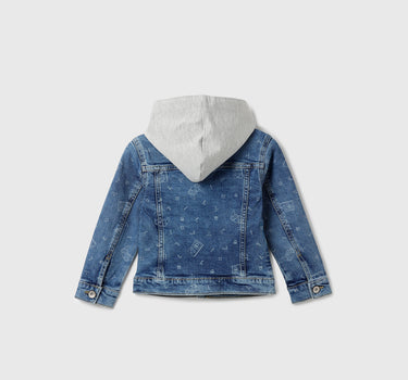 Boy's Regular Fit Denim Jacket with Detachable Hood