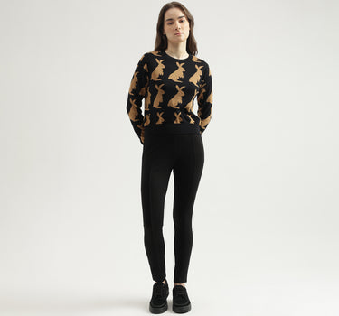 Women's Regular Fit Round Neck Printed Sweater