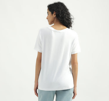 Viscose Solid V-Neck Women T-shirts