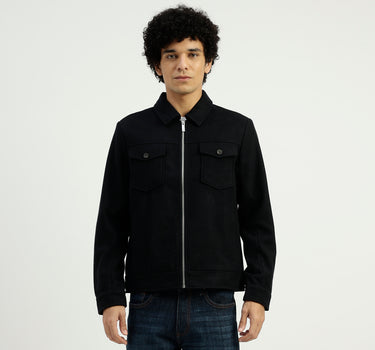 Collared Solid Zipper Jacket