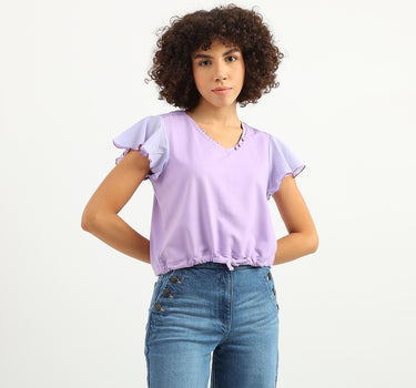 Women Solid V-Neck Top