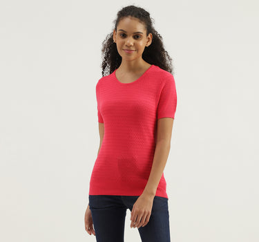 Round Neck Textured Top