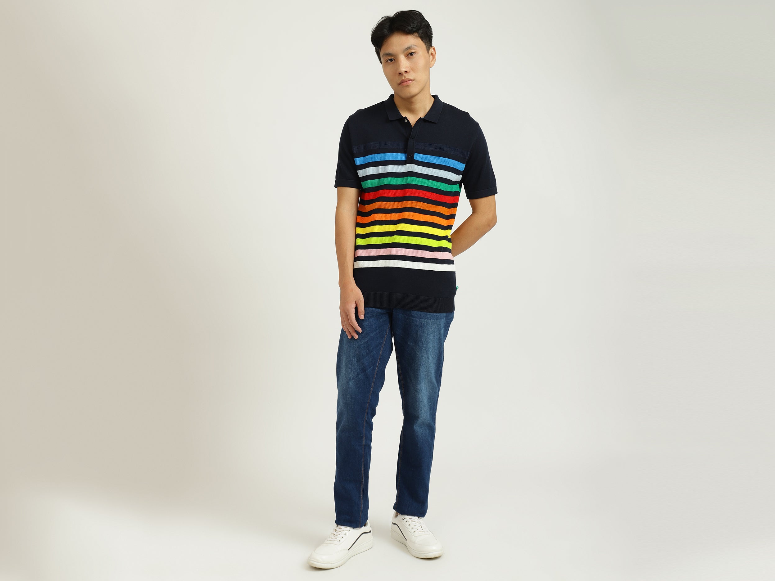 Black Striped Polo T-Shirt