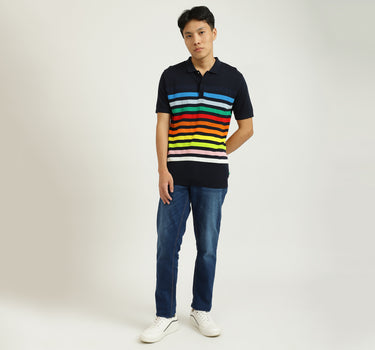 Black Striped Polo T-Shirt