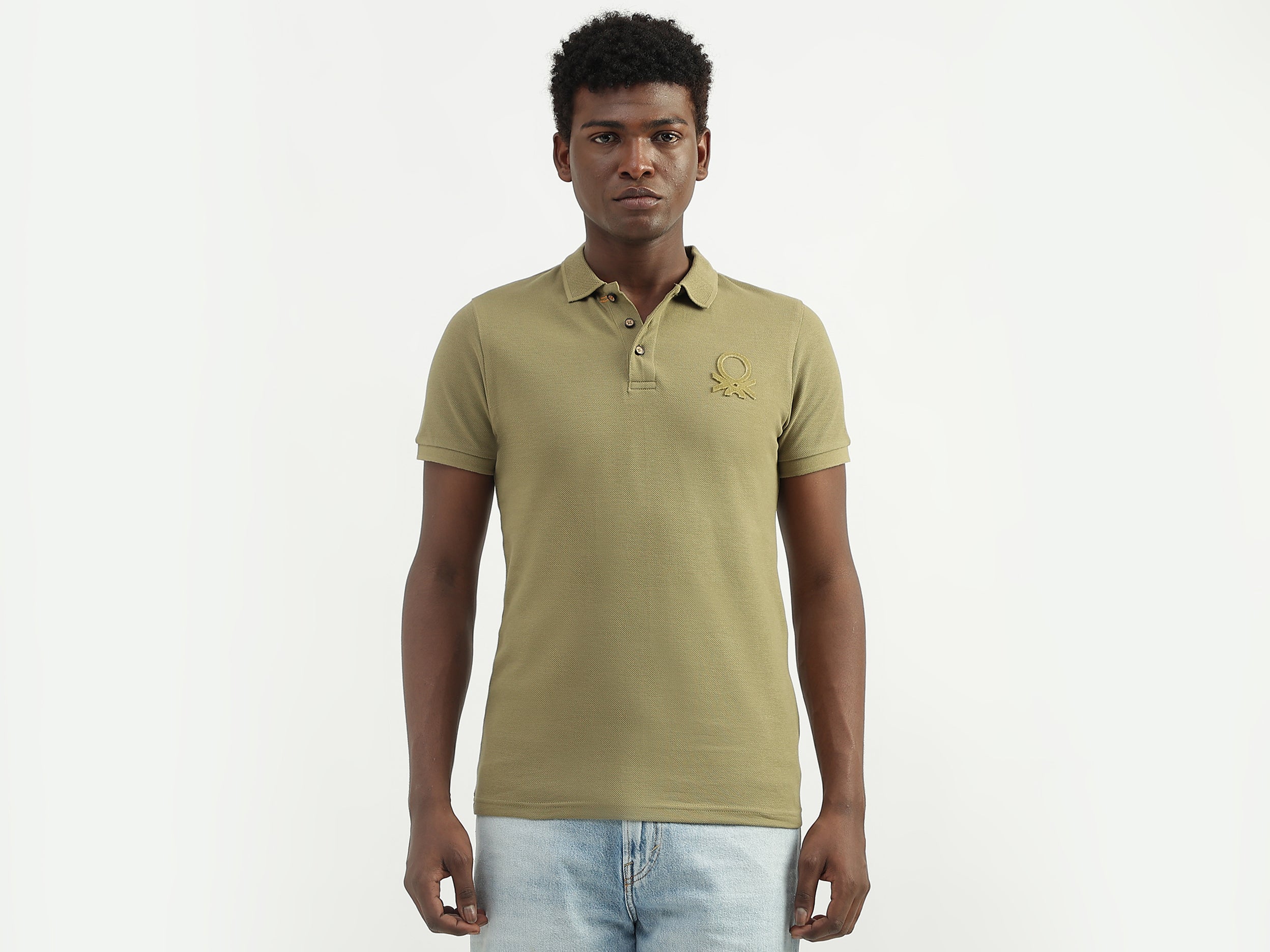 Cotton Solid Polo Collar Mens T-shirts