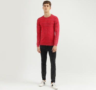 Men's Regular Fit Crew Neck Textured Sweater