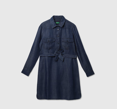 Solid Spread Collar Shirt Dress