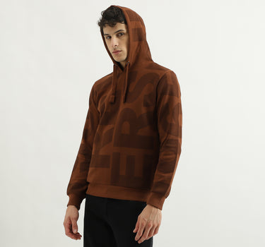 Regular Fit Hooded Neck Tonal Print Hoodie