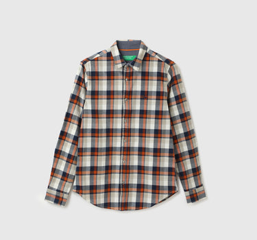 Men Checked Spread Collar Shirt