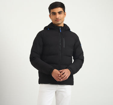 Men Solid Hooded Jacket