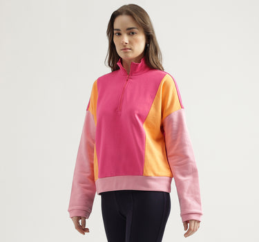 Regular Fit High Neck Colorblocked Women's Sweatshirt