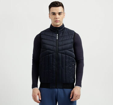 Men's Regular Fit Mock Neck Tech Fabric Quilted Jacket