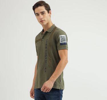 Embroidered Polo Neck Regular-Fit T-Shirt