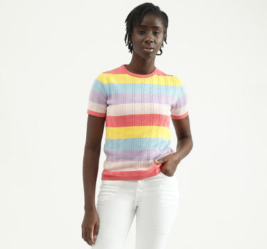 Women Striped Round Neck T-shirt