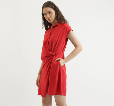 Regular Fit Spread Collar Solid Dress