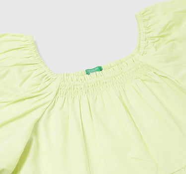 Cotton Solid Round Neck Girls Dresses