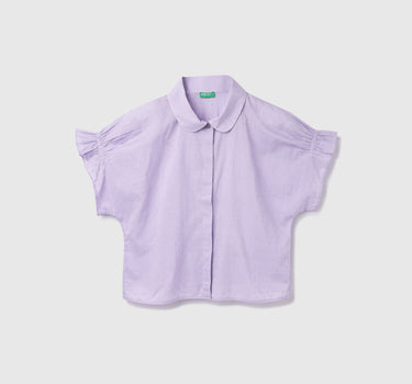 Cotton Solid Spread Collar Women Shirts