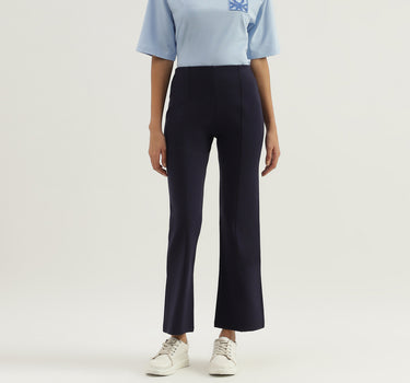 Solid High Waist Bootleg Trousers