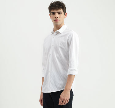 Regular Fit Spread Collar Textured Shirt