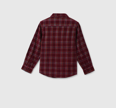 Boys Checked Spread Collar Shirt