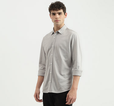 Regular Fit Spread Collar Textured Shirt