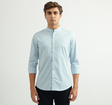 Men Solid Mandarin Collar Shirt