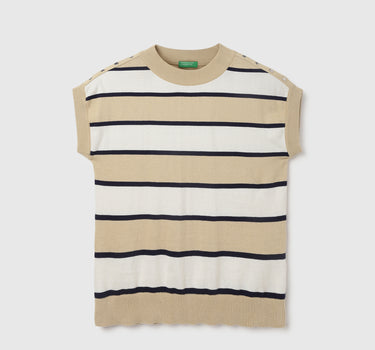 Regular Fit Round Neck Striped Tops