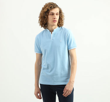 Men Solid Stand Collar T-Shirt