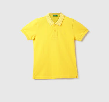 Boys Textured Polo Collar T-Shirt