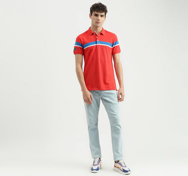 Regular Fit Polo Neck Striped T-Shirt