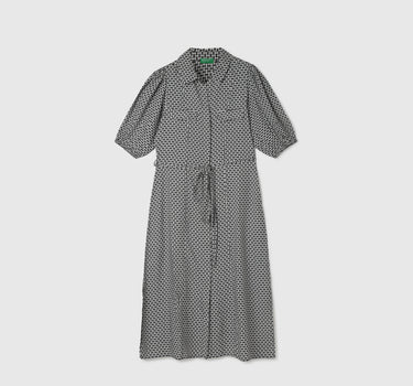 Printed Spread Collar Shirt Dress