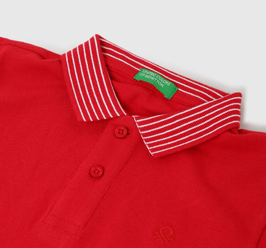 Boys Textured Polo Collar T-Shirt