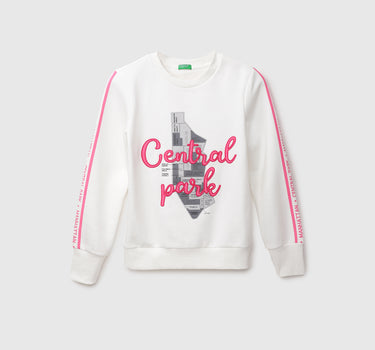 Women White Printed Closed Sweatshirt