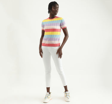 Women Striped Round Neck T-shirt