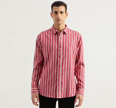 Men's Slim Fit Spread Collar Striped Shirts