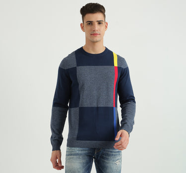 Mens Long Sleeve Check Sweater