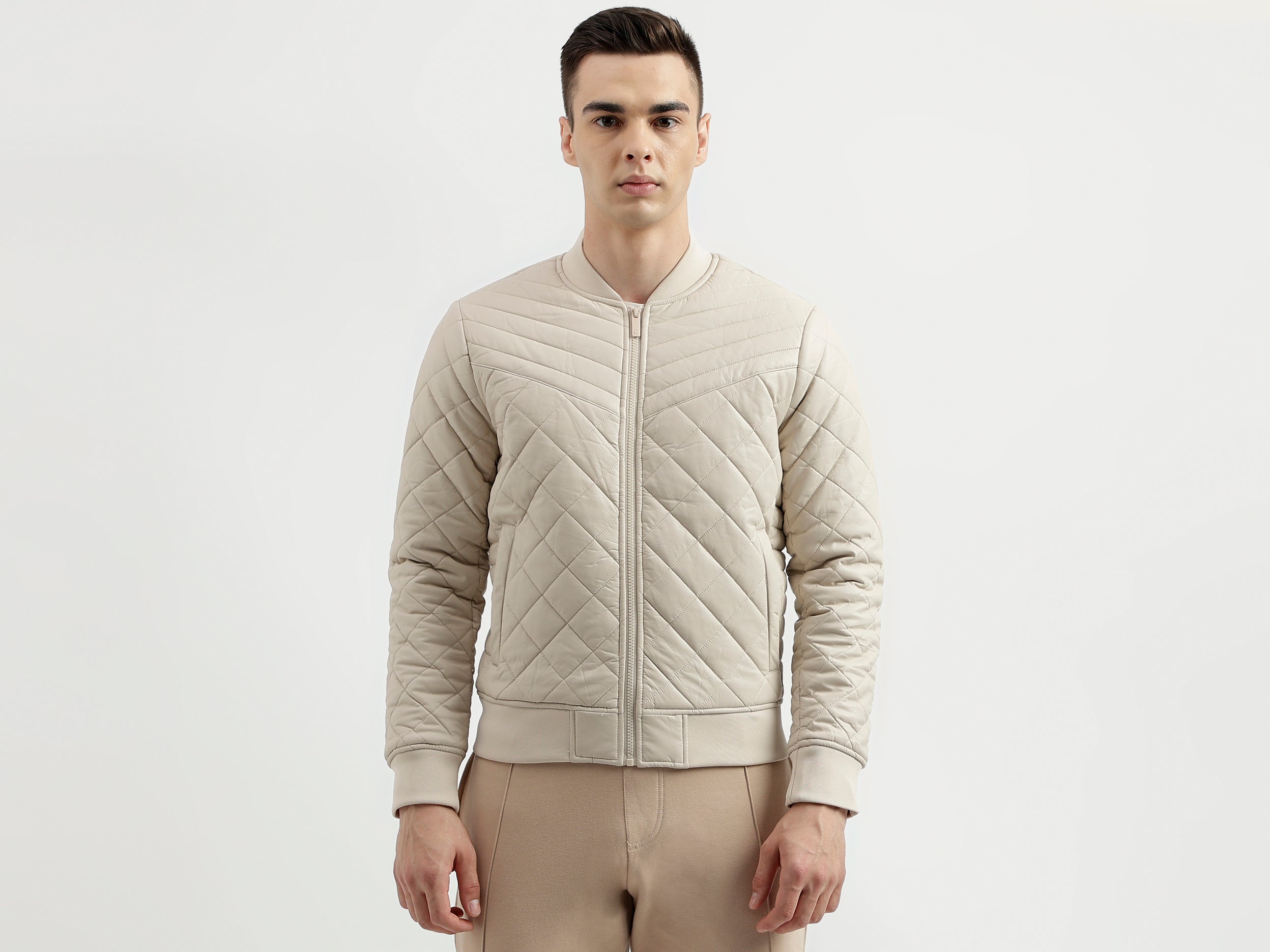 Men's Regular Fit Baseball Collar Quilted Jacket