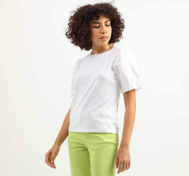 Women Solid Round Neck Top