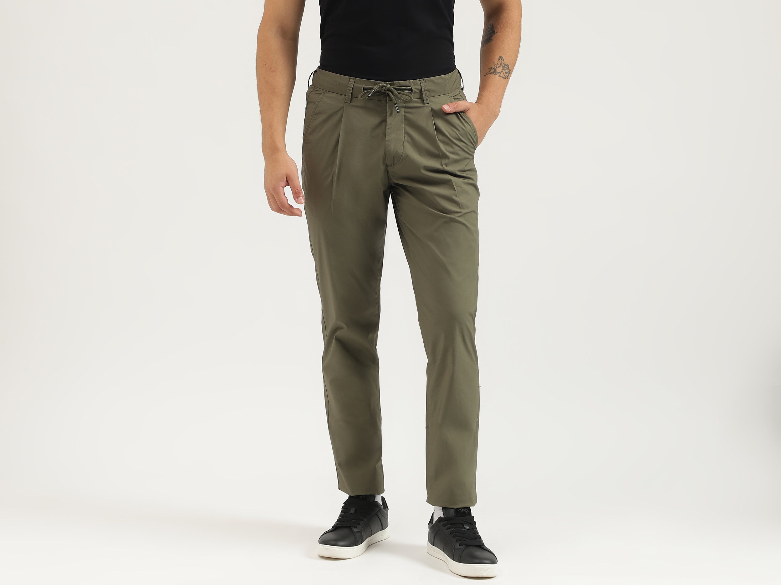 Solid Relaxed Fit Trousers