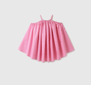 Girls Striped Shoulder Strap Dress