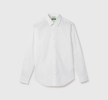 Slim Fit Spread Collar Solid Shirt