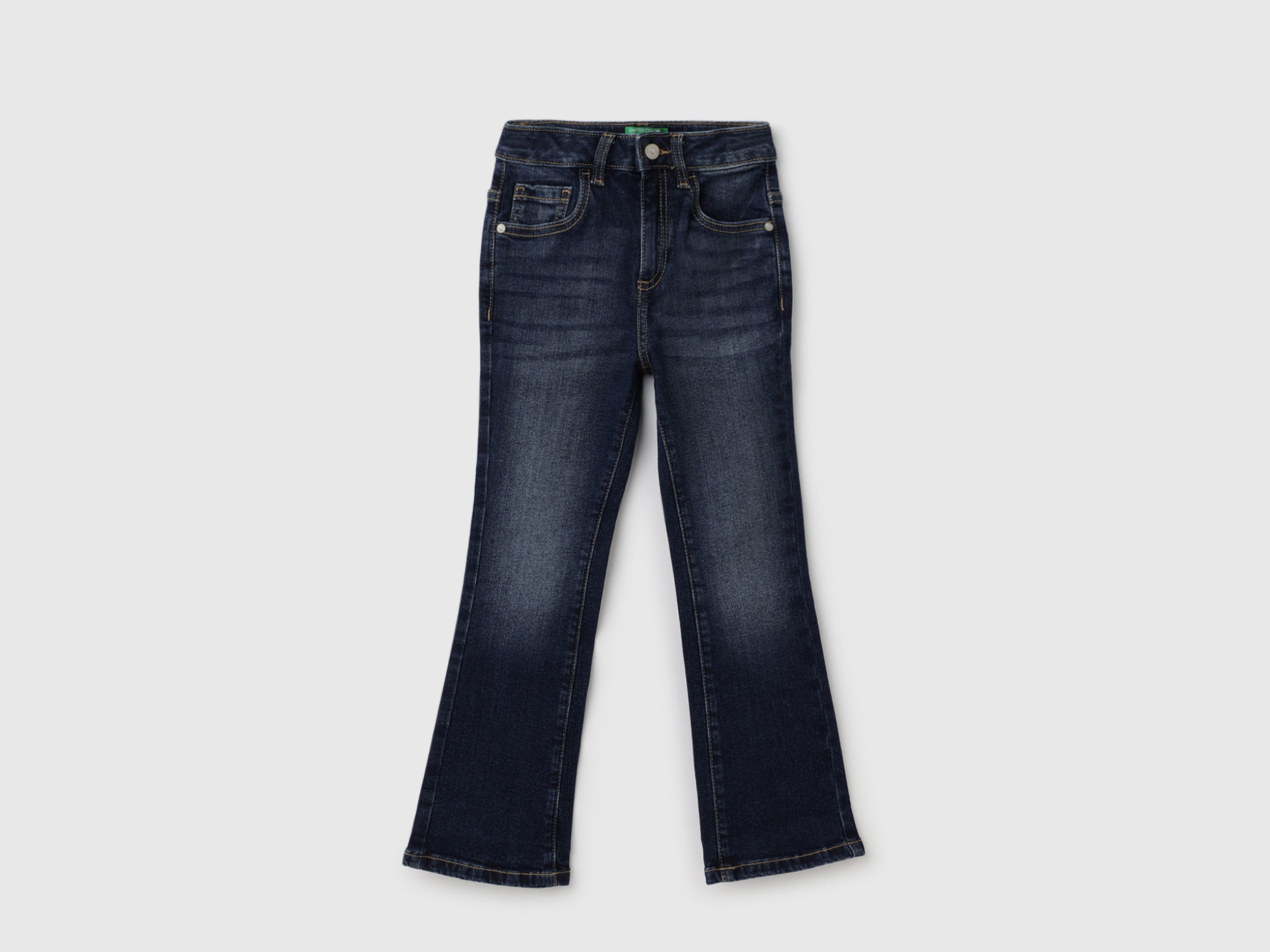 Solid Mid Rise Boot-Leg Jeans