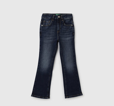 Solid Mid Rise Boot-Leg Jeans