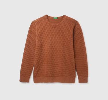 Men's Regular Fit Crew Neck Textured Sweater