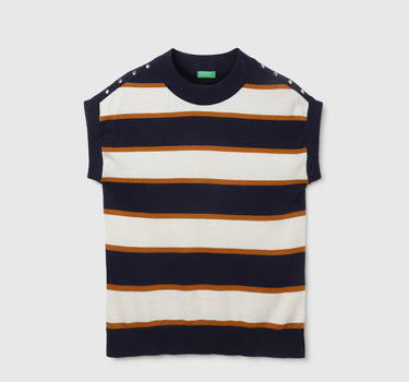 Regular Fit Round Neck Striped Tops