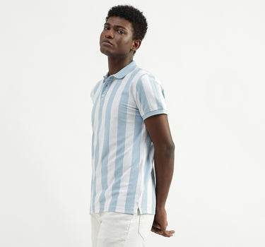 Cotton Striped Polo Collar Mens T-shirts